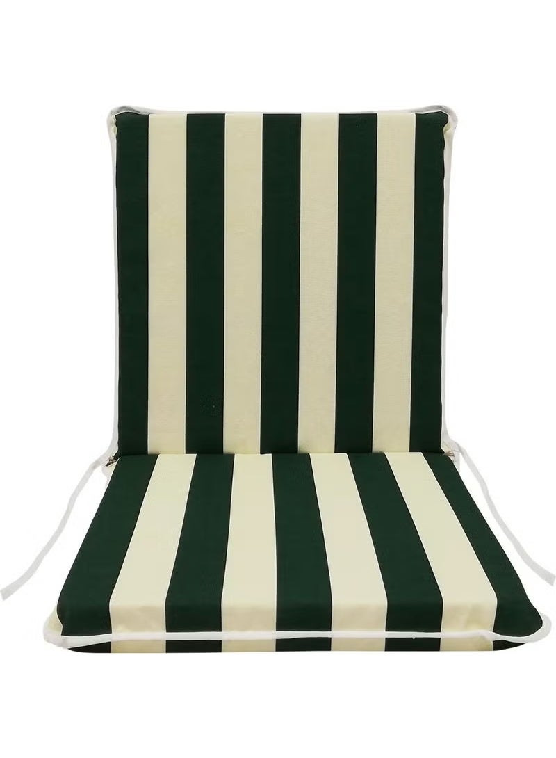 Nelson Chair Cushion 1 Piece Lace Garden Cushion with Back (Green-White) Washable - Image 1